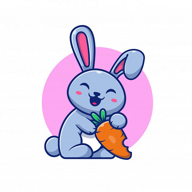 可爱的兔子与胡萝卜，卡通矢量插画矢量图素...