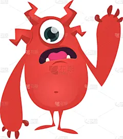 怪物,一个人,卡通,恐怖,可爱的,魔鬼,动物,有角的,站