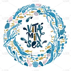 表现积极,海洋,主题,海星,动机,海底,波浪,夏天,绘画插图,放松