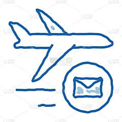 飞机交付邮政运输公司涂鸦图标手绘插图