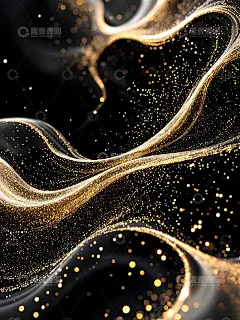 高级轻著质感金色粒子黑金房地产邀请函背景高清模板免费下载-趣麦麦图