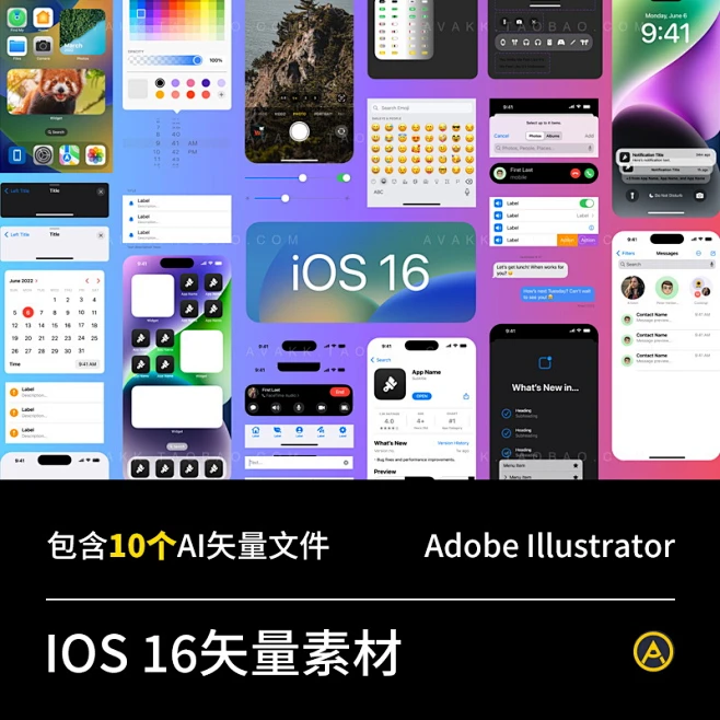 17034苹果Iphone系统灵动岛AI矢量IOS 16图标手机GUI界面设计素材-淘宝网-花瓣网