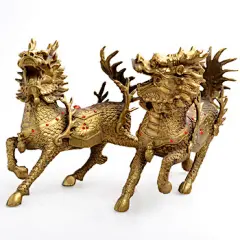 祥礼 开光镇宅化煞威武麒麟 送子铜麒麟纯铜一对 大号 工艺品 黄铜中号一对【图片 价格 品牌 报价】