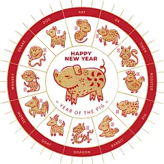 十二生肖属相剪纸插画