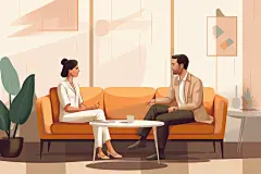 线下问诊扁平风心理咨询治疗人物场景插画