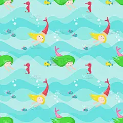 可爱的,小的,美人鱼,四方连续纹样,华丽的,纺织品,公主,壁纸,船,爱