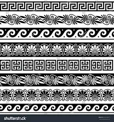 其中包含以下圖片：Ancient Greek Pattern Seamless Set Antique Stock Vector ...