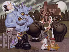 [] Todd Schorr，美国插画师，同时也是一位超现实主义画家，1976年毕业于费城艺术学院，并开始进行唱片封面、电影海报、杂志专题等的设计创作，其作品表现力强，荒诞、梦幻，极具颠覆性。