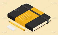 笔记本,铅笔,橡皮擦,三维图形,白色,纸,空白的,干净,领导能力,艺术