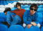 Liam Gallagher and his brother Noel singer and guitarist respectively of British rock band Oasis at Manchester City's Maine Road stadium Manchester...