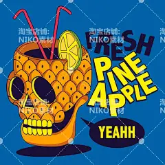 欧美创意时尚炫酷手绘卡通插画T恤印花图案矢量NIKO(2)