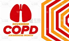 11月的COPD认识月。慢性阻塞性肺疾病。在美国每年庆祝一次。医疗保健和意识设计。海报，卡片，横幅和