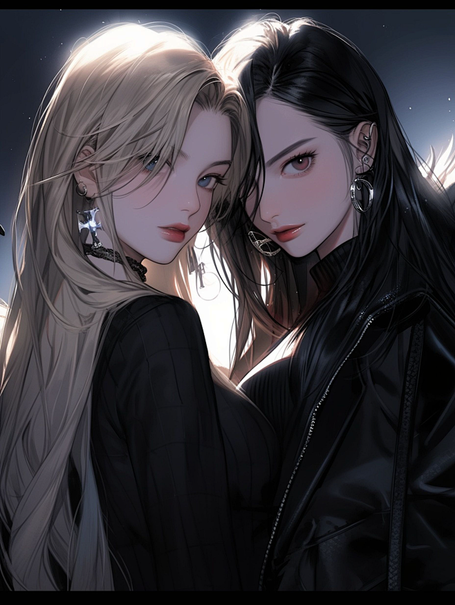 现代双女主 | Ai绘画 @叙叙叙叙白