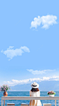 蓝色天空摄影风景旅游背景psd背景图_新图网 https://ixintu.com 蓝色 天空 摄影 风景 旅游 云 人物背影 桌子 海 椅子 H5 h5