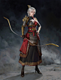 General 1920x2528 Achai drawing women silver hair braids dress archer weapon fantasy art smoke fantasy girl