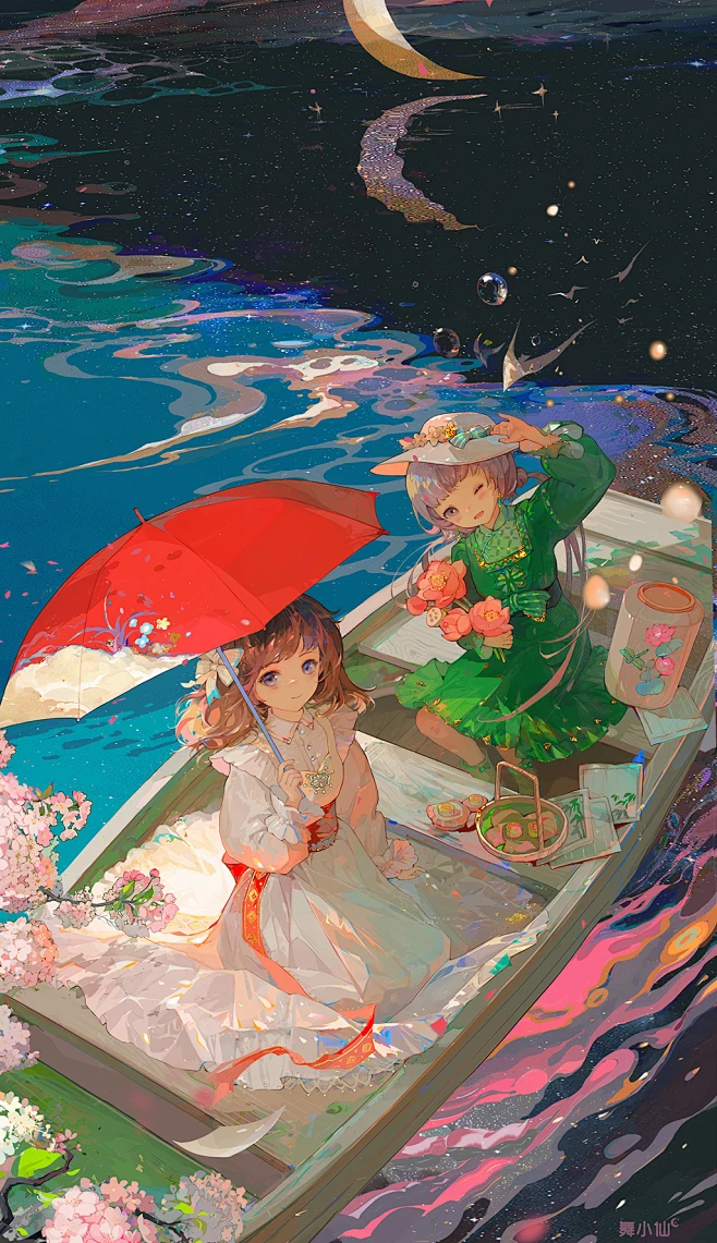 《舟》～_舞小仙的插画作品_涂鸦王国_原创绘画平台-花瓣网