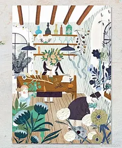 来自adelina的一组场景插画，清新的色调，轻松的造型，看着很舒服果子插画课堂# 插画分享##米灰插画#每天画唠 ​​​​