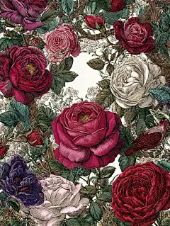 玫瑰 玫瑰花边框设计 复古艺术插画 - 小红书