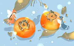 卡通手绘霜降柿子女孩植物背景原创插画海报霜降 柿子 女孩 植物 树叶 节气 背景 卡通 其他 人物 风景 手绘 扁平