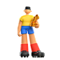 足球运动员踢足球 3D 插图