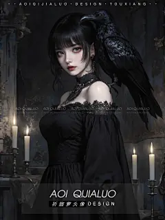 哥特风魔女暗黑系乌鸦少女头像插画_4_Aoi祈鉫萝_来自小红书网页版