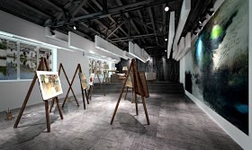 现代画展工作室展示空间3d模型下载