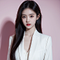 00373-764991437-Fashion photography, a young beautiful Chinese woman, 18 years old, straight hair in the middle, wearing pink purple business cl