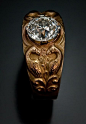 Antique Men's 2 Carat Diamond Gold Ring in Medieval Russian Style: 