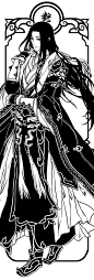 美しい男の白黒線のドラフト