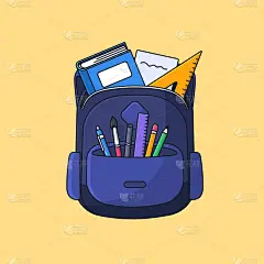 student backpack with full studying tools vector i
