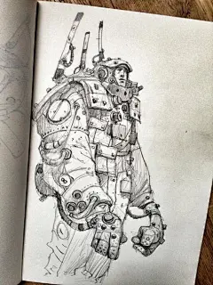 别人的手绘本子 | 爱丁堡的艺术家 Ian McQue 已经在这个行业超过17年了,这是他幻想中的未来世界,展现黑暗、美丽的未来.