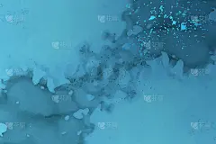 水彩背景与抽象的蓝色墨水污渍和飞溅。