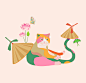 cartoon Cat concept art tiger vietnam trung thu mid-autumn mooncake Procreate