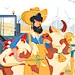 Farmer kit8 flat vector illustration animals farm chicken cow beard man handsome