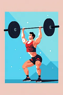 运动简约健康扁平风插画