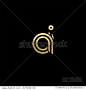 Initial lowercase letter ai, linked outline rounded logo, elegant golden color on black background