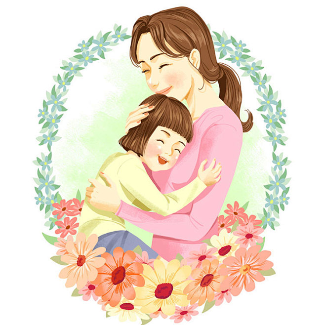 七夕情人节亲子家庭插画父亲节母亲节夫妻全...