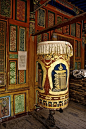 Prayer Wheel in Tibetan Buddhist Temple