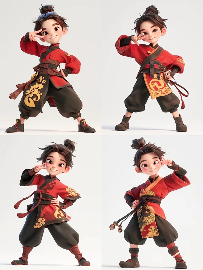 Midjourney国风少年 角色3d动...