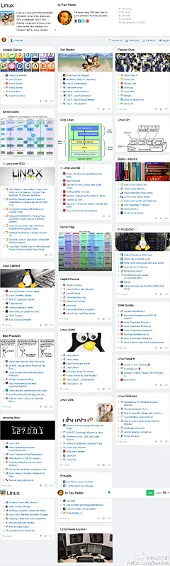 【灰常灰常全面的Linux资源大合集】O网页链接 从著名的分发版本,内核矩阵,RSS,Laptop和桌面,最佳实践,安全,NAS,期刊,内核Map,论坛,防火墙,受欢迎站点,虚拟化,书籍/电子书,生产环境...到笑话,服装和Linux女生，非常干货!