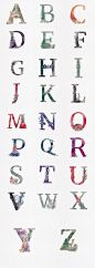手绘水彩26个英文字母艺术字PNG素材