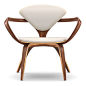 Cherner - Cherner Lounge Chair in Natural Walnut, White Leather Upholstery - Benjamin Cherner's classic lounge chair with arms makes one attractive seat. Put one in your living room, corner of your swanky loft, or replace your dining chairs.