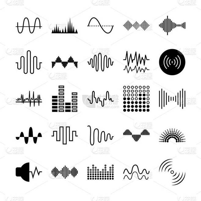 图标集,声波形状,矢量插图