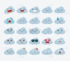 白云的表情包。矢量图