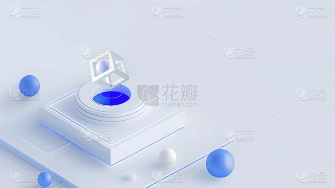 科技风系列蓝色科技-3D几何通用背景素材素材-花瓣网