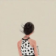 小女孩背影微信插画头像