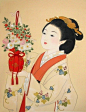 日本艺妓 和风 插画 手绘 为谁谁为谁