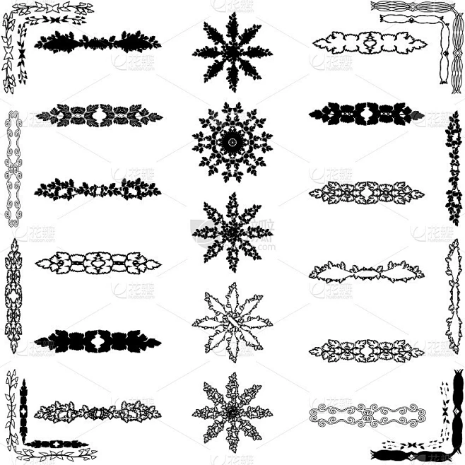 Borders and corners in black color isolated. Vecto图片_其他图片图片素材-花瓣网