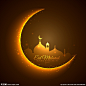 金色的月亮和清真寺开斋节