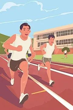 AI数字艺术扁平风校园运动会人物插画